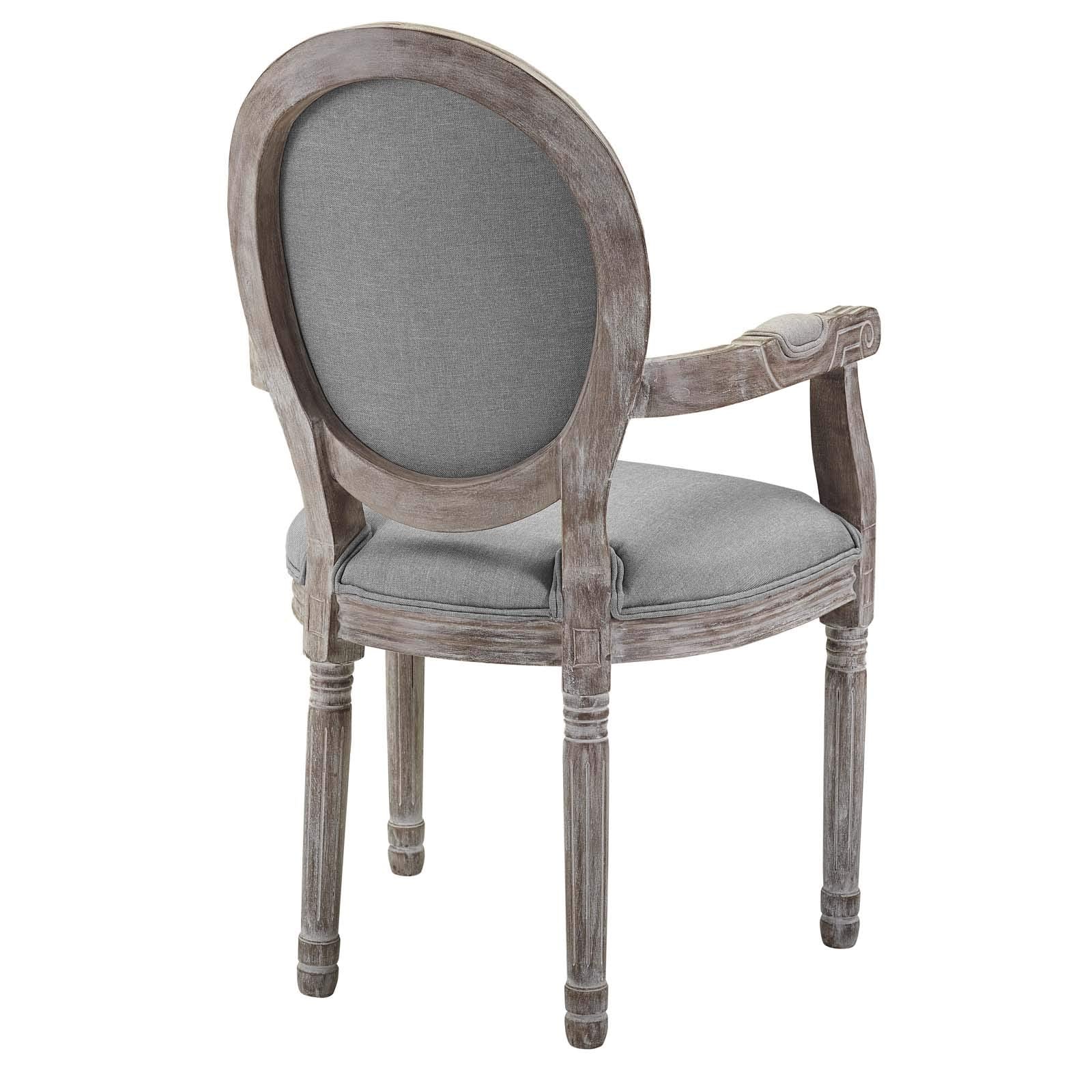 home office desk chairs | CasaFoyer Emanate Dining Armchair Set | Fluted Wood Frame | Upholstered Fabric Seat | Vintage French Aesthetic | Set of 2 | Light Gray | casafoyer.myshopify.com