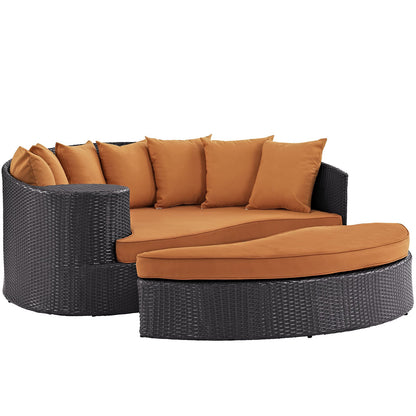 sofas | CasaFoyer Convene Outdoor Sectional | Adjustable Patio Daybed with Ottoman | Durable Rattan & Aluminum Frame | Weather-Resistant Cushions | Espresso Orange | casafoyer.myshopify.com