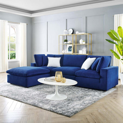 sofas | CasaFoyer Commix Luxurious Sectional Sofa | Plush Comfort | Stain-Resistant Velvet | Solid Wood Construction | Duck Down Cushions | Navy | casafoyer.myshopify.com