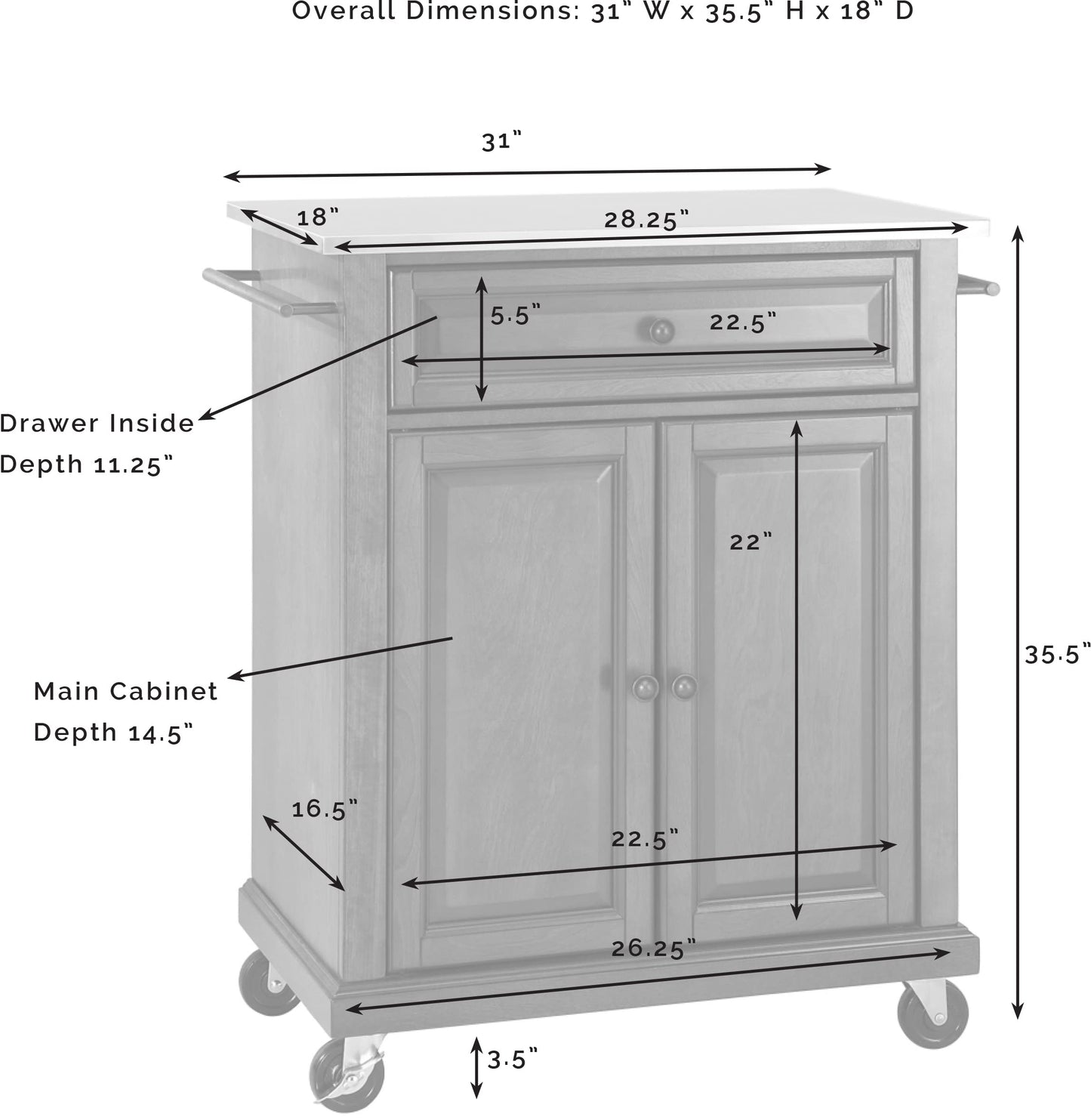 Kitchen Storage | Sturdy Solid Hardwood Kitchen Island | Elegant Raised Panel Doors | Ample Storage Space | Durable & Stylish Addition to Any Home | casafoyer.myshopify.com