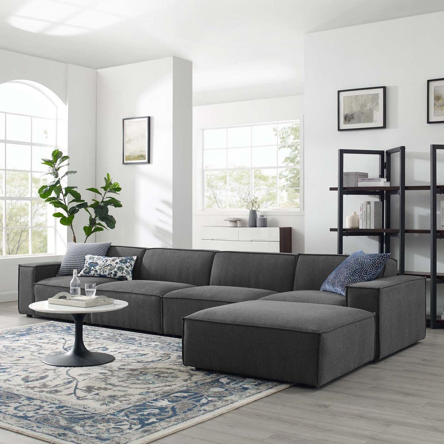 kitchen and dining room sets | CasaFoyer Restore Upholstered Fabric 5-Piece Sectional Sofa | Luxurious | Comfortable | Durable | Charcoal | casafoyer.myshopify.com