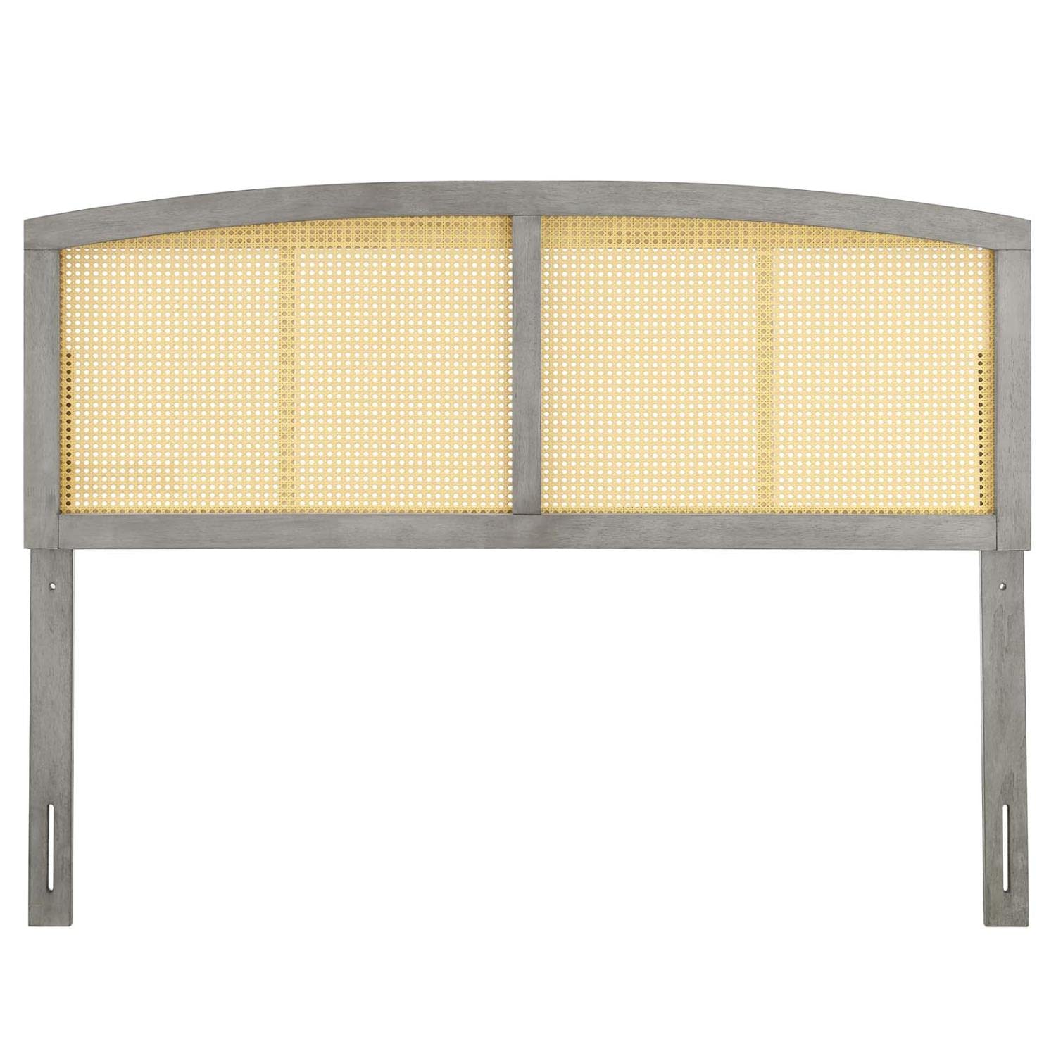 Bed | CasaFoyer Halcyon Cane Woven Rattan Queen Headboard | Serene Island Vibe | Mid-Century Modern Design | Natural Wood Frame | Durable Rubberwood | Gray | casafoyer.myshopify.com
