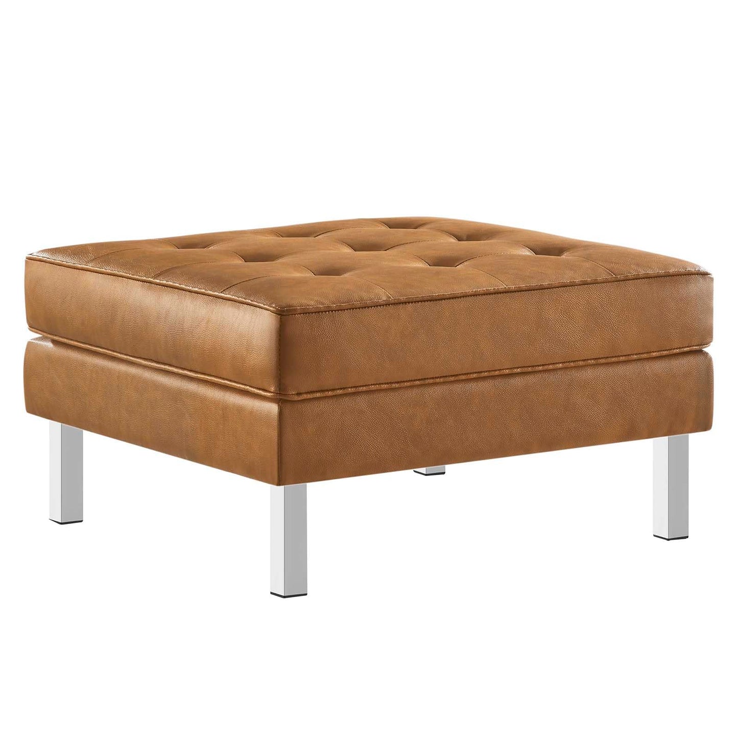 home office desk chairs | CasaFoyer Loft Tufted Button Faux Leather Ottoman | Luxurious Upholstery | Sleek Design | Stainless Steel Frame | Perfect for Sophisticated Living Rooms | 300 lb Weight Capacity | casafoyer.myshopify.com