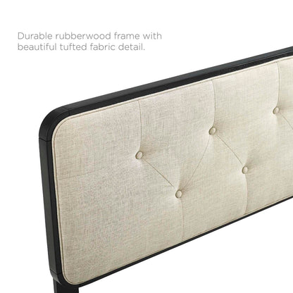 headboards | CasaFoyer Collins Tufted Wood King Headboard | Modern Retro Style | Organic Aesthetics | Button Tufted | Wood Grain Frame | Compatible with Billie and Margo Bed Frames | Durable Construction | Customizable | Black Beige | casafoyer.myshopify.com