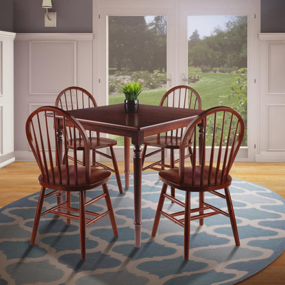childrens table and chair sets | CasaFoyer  Wood Mornay 5-Piece Dining Set | Walnut Finish | Solid Wood | Ideal for Smaller Spaces | Easy Assembly | Table & 4 Windsor Chairs | casafoyer.myshopify.com