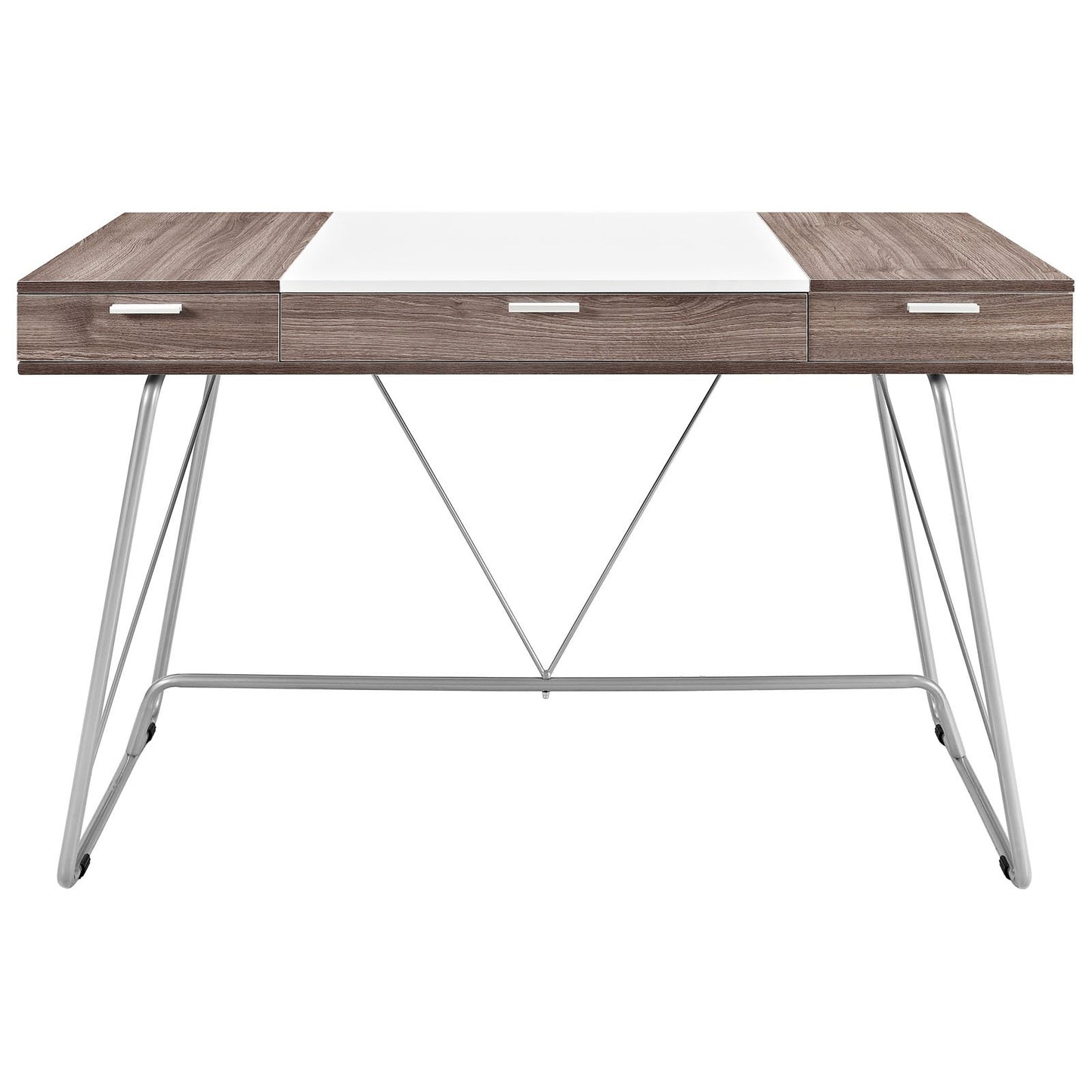 home office desks | Panel Desk | Flawless Fusion of Contrasting Shades | Melamine Coated Fiberboard | 3 Pull-Out Storage Drawers | Sleek Metal Tube Base | Ideal for Office or Home | casafoyer.myshopify.com