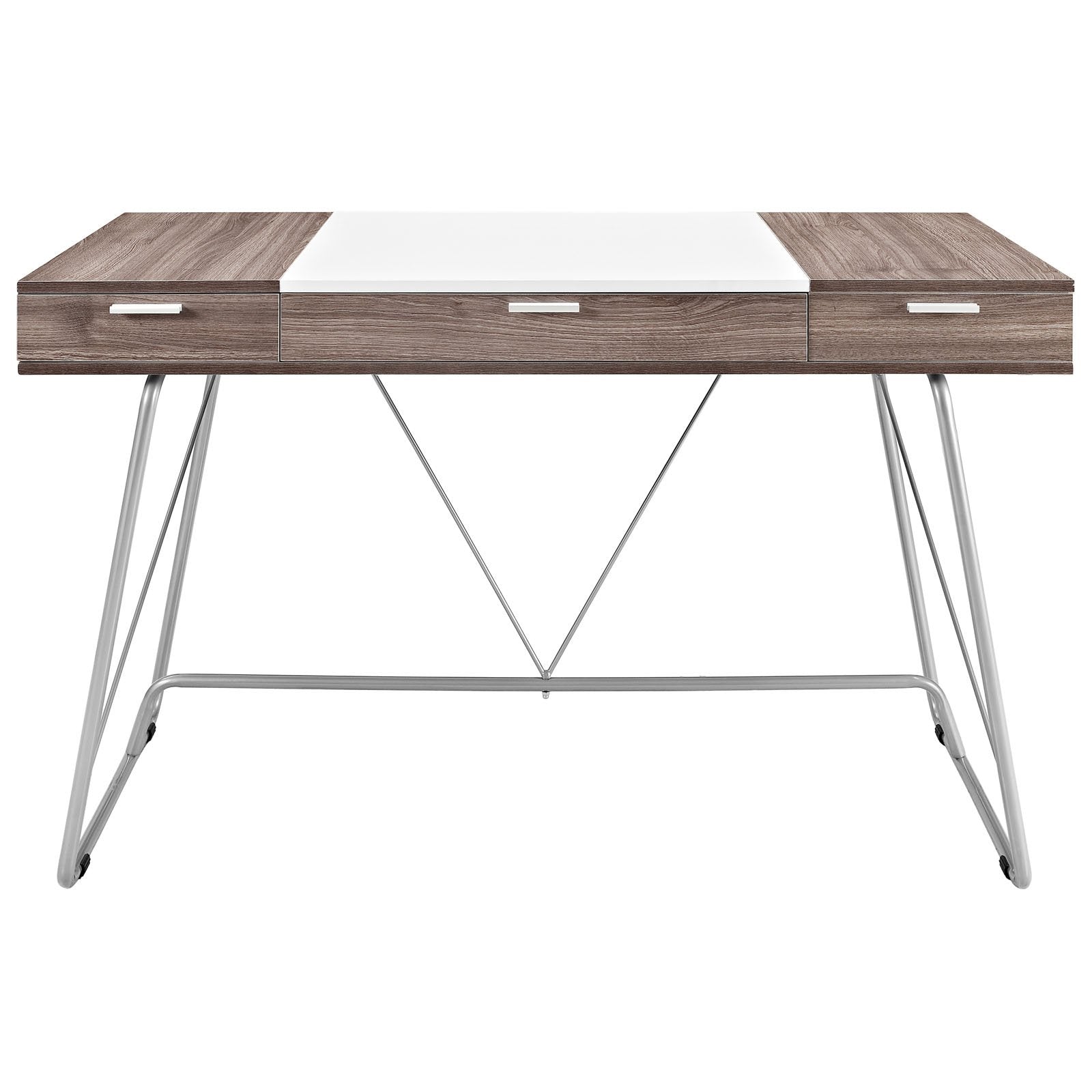 home office desks | Panel Desk | Flawless Fusion of Contrasting Shades | Melamine Coated Fiberboard | 3 Pull-Out Storage Drawers | Sleek Metal Tube Base | Ideal for Office or Home | casafoyer.myshopify.com