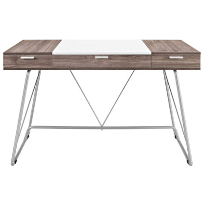 home office desks | Panel Desk | Flawless Fusion of Contrasting Shades | Melamine Coated Fiberboard | 3 Pull-Out Storage Drawers | Sleek Metal Tube Base | Ideal for Office or Home | casafoyer.myshopify.com