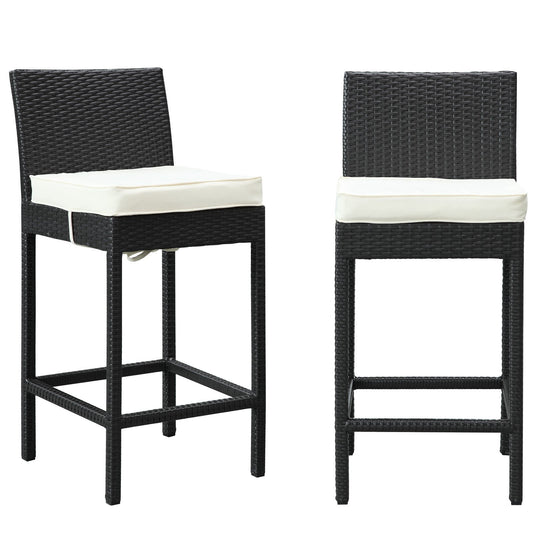 STOOL_SEATING | Lift Outdoor Patio Bar Stool Set of 2 | All-Weather Wicker Rattan | UV Resistant Cushions | Perfect for Patio, Porch, Deck | casafoyer.myshopify.com