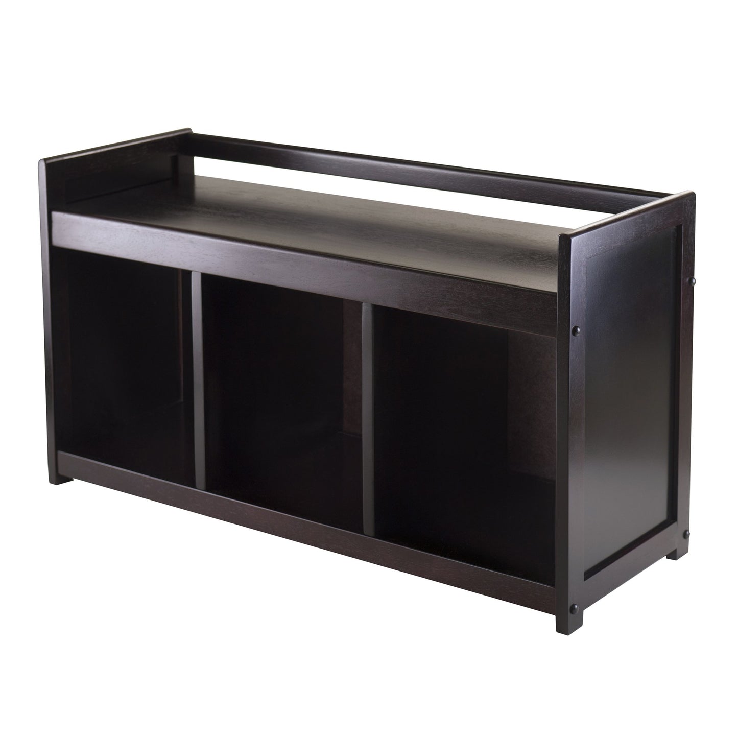 BENCH | Ergode  Wood Addison 4-Piece Storage Bench Set | 3 Cubbies & Black Baskets | Espresso Finish | Sturdy Solid Wood | Easy Assembly | casafoyer.myshopify.com