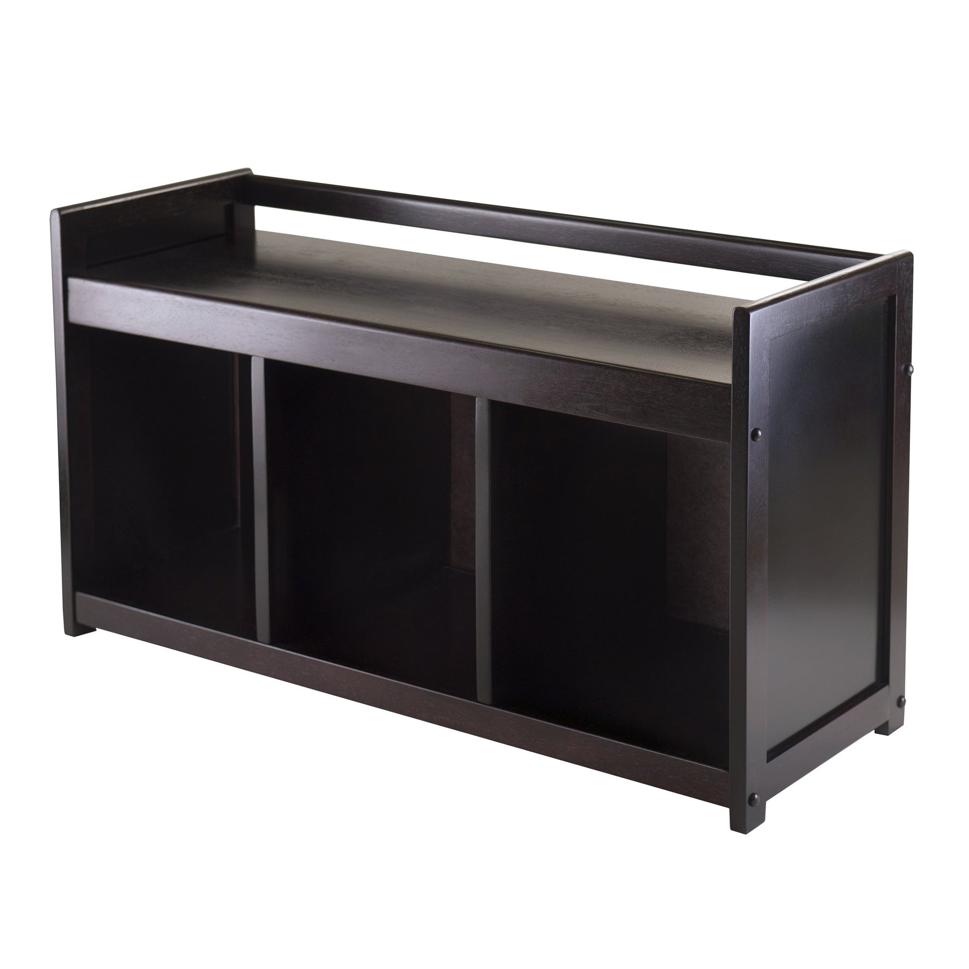 BENCH | Ergode  Wood Addison 4-Piece Storage Bench Set | 3 Cubbies & Black Baskets | Espresso Finish | Sturdy Solid Wood | Easy Assembly | casafoyer.myshopify.com