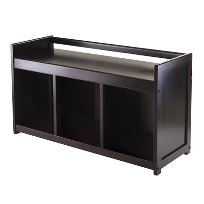 BENCH | Ergode  Wood Addison 4-Piece Storage Bench Set | 3 Cubbies & Black Baskets | Espresso Finish | Sturdy Solid Wood | Easy Assembly | casafoyer.myshopify.com