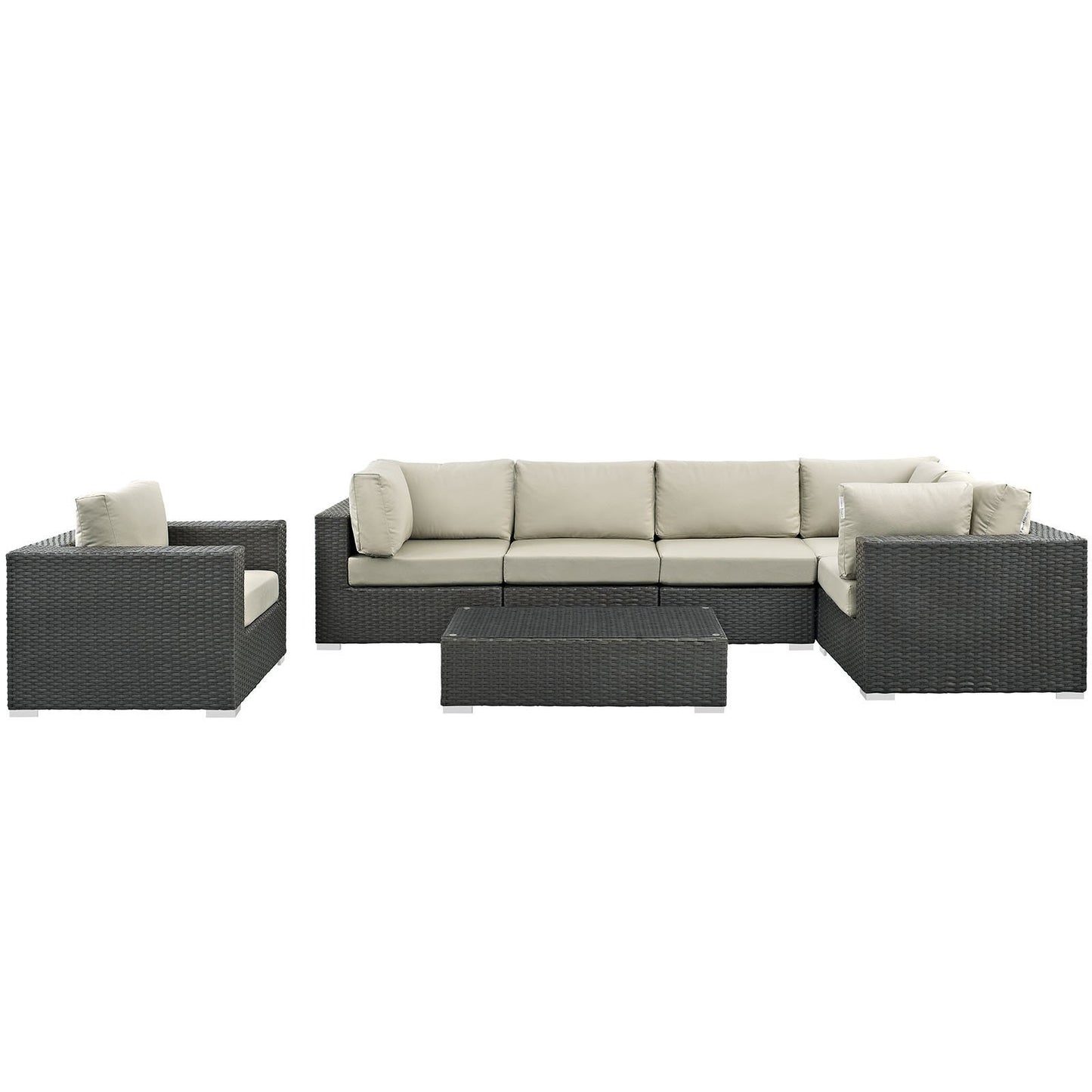 kitchen and dining room sets | CasaFoyer Sojourn Outdoor Patio Furniture Set | Sunbrella Cushions | Synthetic Rattan | UV Protection | Aluminum Frame | Includes Armchair, Coffee Table, Corners, Armless Chairs | casafoyer.myshopify.com