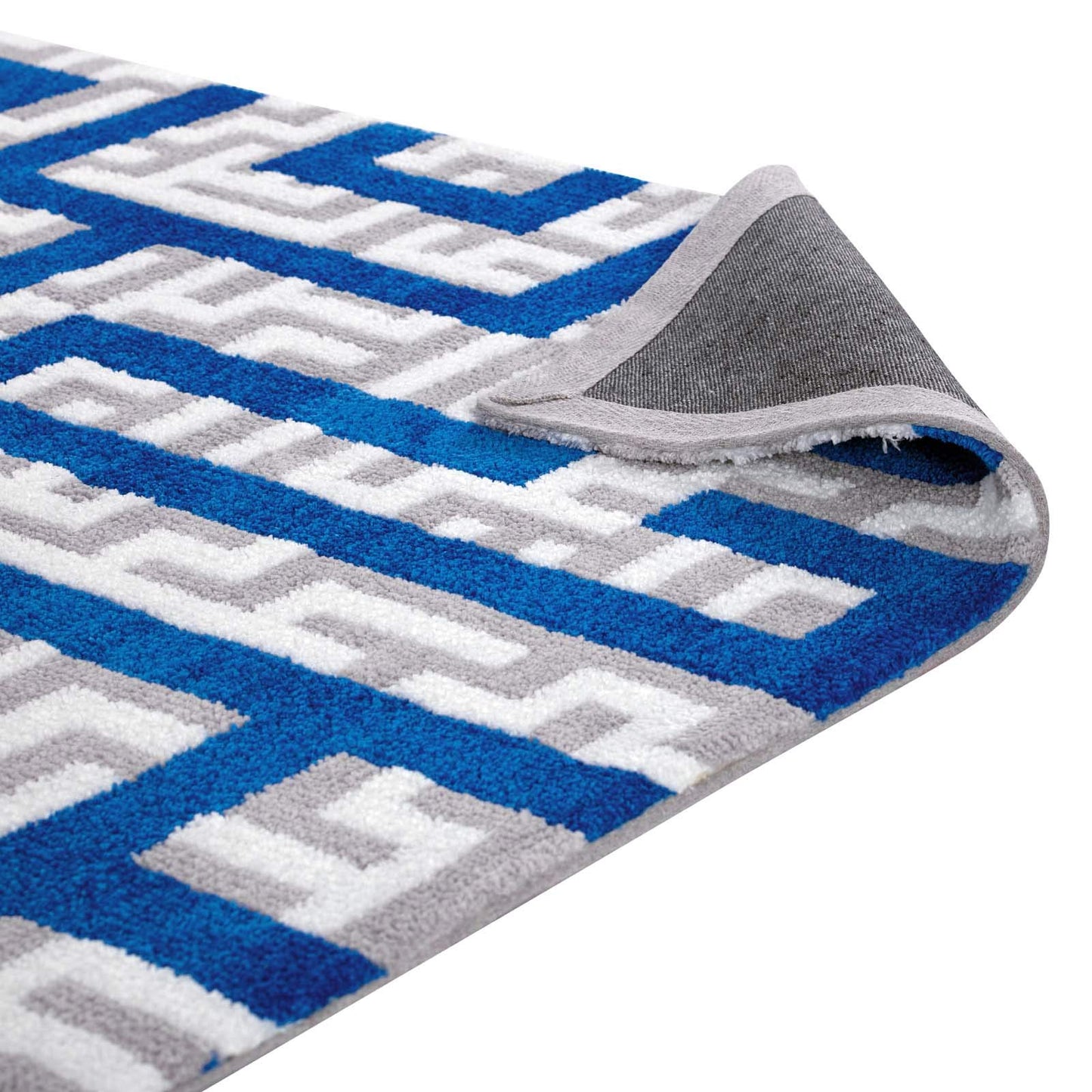 Carpet & Rugs | CasaFoyer Nahia Geometric Maze Area Rug | Modern Design | Soft Polyester Microfiber | Durable Jute Bottom | Stain-Resistant | Non-Shedding | Easy to Maintain | 8x10 | Ivory/Light Gray/Blue | casafoyer.myshopify.com