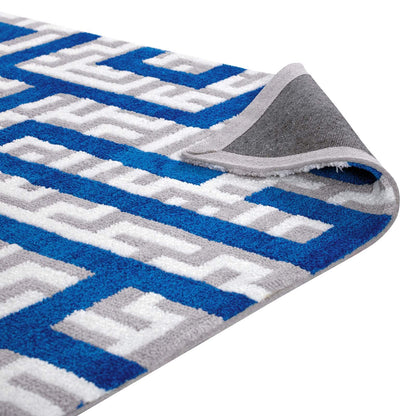 Carpet & Rugs | CasaFoyer Nahia Geometric Maze Area Rug | Modern Design | Soft Polyester Microfiber | Durable Jute Bottom | Stain-Resistant | Non-Shedding | Easy to Maintain | 8x10 | Ivory/Light Gray/Blue | casafoyer.myshopify.com
