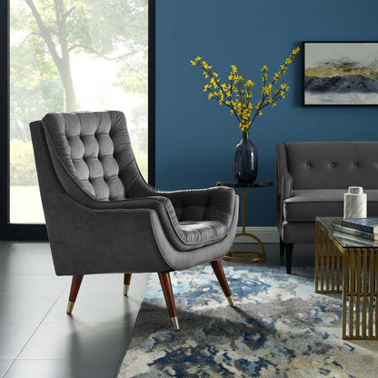 home office desk chairs | CasaFoyer Suggest Performance Velvet Lounge Chair | Elegant Stain-Resistant Design | Plush Cushioning | Gold Accents | Perfect for Living Room, Bedroom, Reading Nook | Gray | casafoyer.myshopify.com
