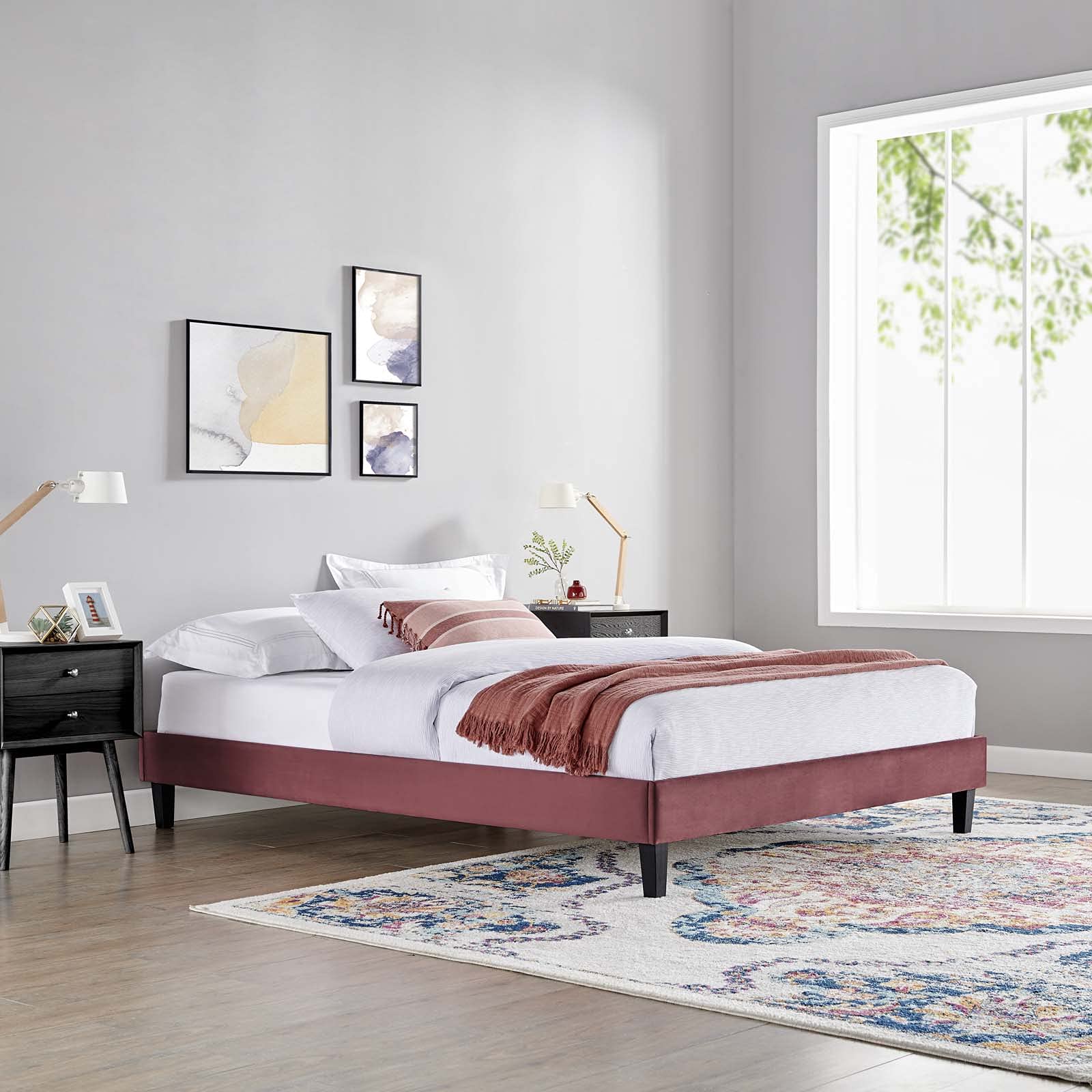 adjustable bed bases | CasaFoyer Reign Performance Velvet Queen Platform Bed Frame | Stain-Resistant | Poplar Wood Slat Support | 800 lbs Weight Capacity | casafoyer.myshopify.com
