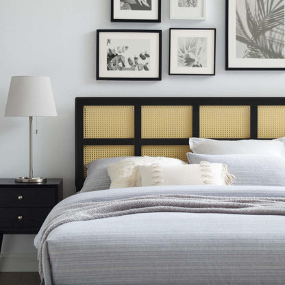 Bed | CasaFoyer Luana Cane Woven Rattan Queen Headboard | Mid-Century Modern Style | Organic Aesthetic | Solid Rubberwood | Customizable | Easy Assembly | casafoyer.myshopify.com