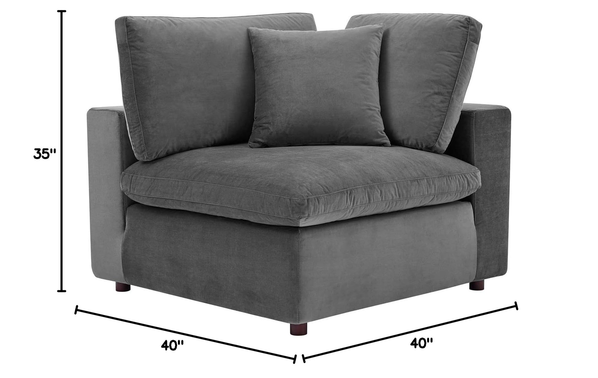 sofas | CasaFoyer Commix Corner Chair | Plush Gray Velvet | Stylish & Durable | Solid Wood Construction | Foam & Duck Down Cushions | 331 lbs Capacity | casafoyer.myshopify.com