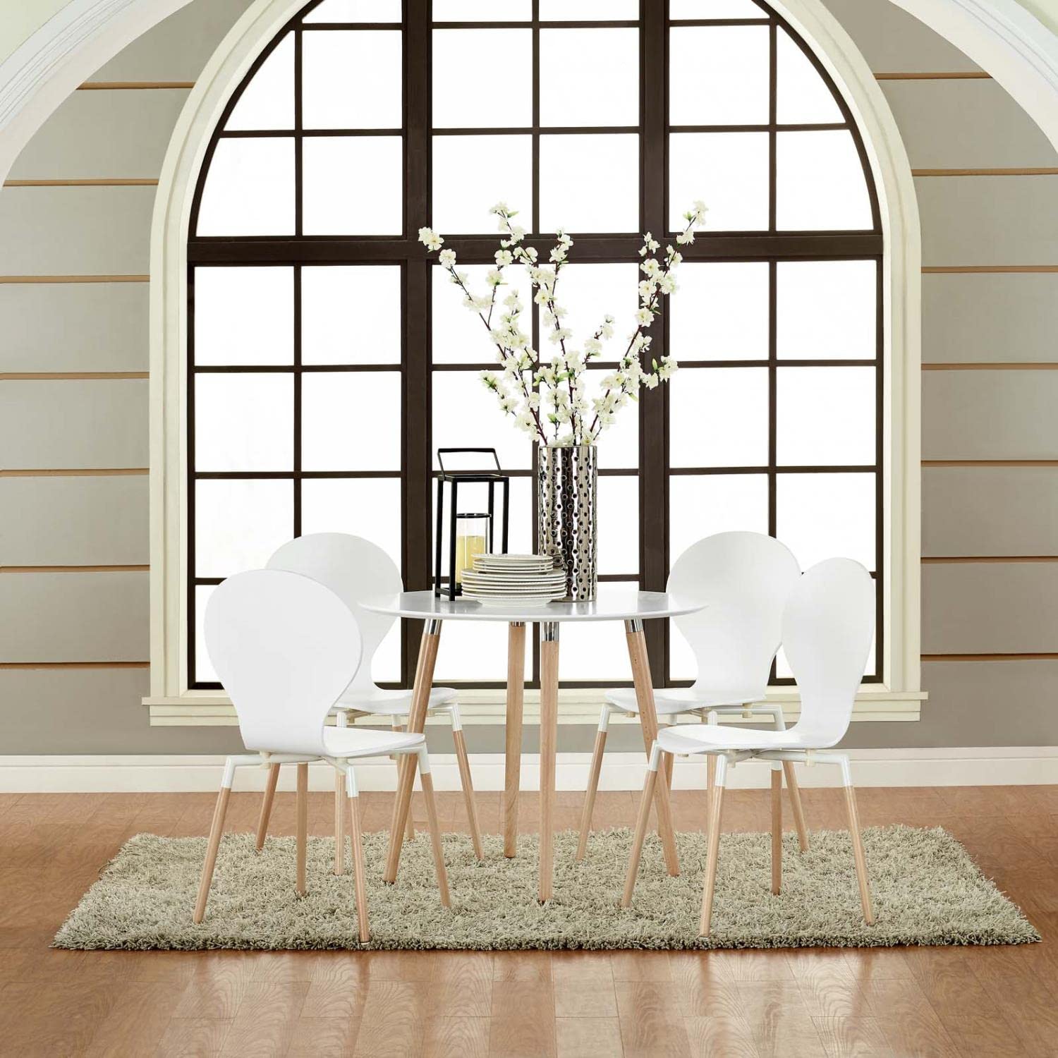 home office desk chairs | CasaFoyer Balance & Inspiration | Path Dining Chair Set of 4 - White. Effortlessly graceful contours, durable fiberboard frame, and sturdy beech wood legs. Stimulate discussions & inspire innovative concepts. | casafoyer.myshopify.com