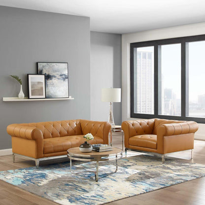kitchen and dining room sets | CasaFoyer Idyll Leather Chesterfield Loveseat & Armchair Set | Soft Leather Upholstery | Rolled Arms | Tufted Button Accents | Comfortable & Stylish Seating | Sturdy Stainless Steel Frame | Vintage Design | Tan | casafoyer.myshopify.com