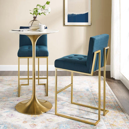 barstools | CasaFoyer Privy Bar Stool Set of 2 | Gold Stainless Steel | Plush Fabric Upholstery | No Assembly | 331 lbs Capacity | casafoyer.myshopify.com