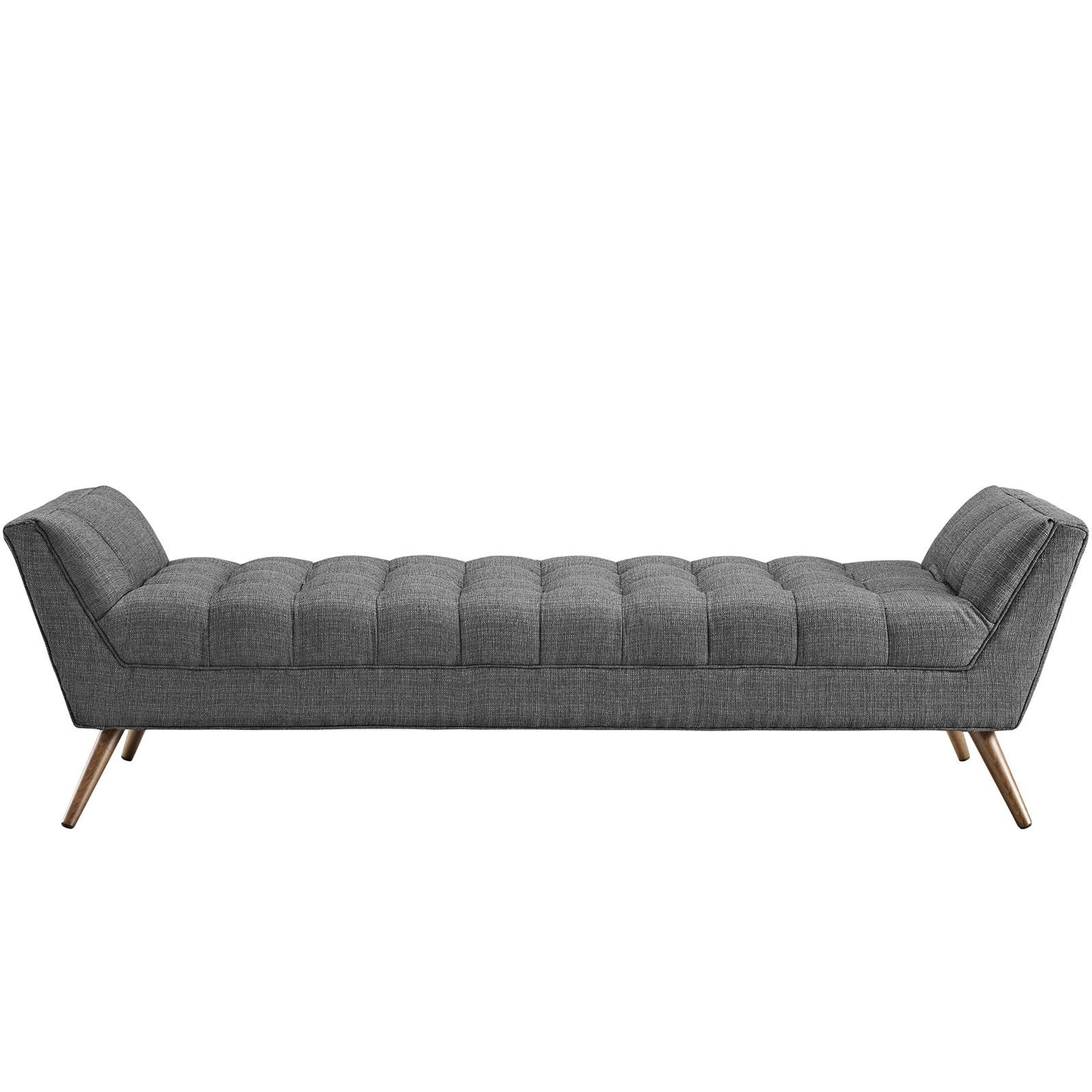 ottomans | Response Collection | Tufted Bench | Ultimate Comfort & Stylish Design | Gray Upholstered Fabric | Tapered Wood Legs | Non-Marking Foot Caps | Distinguished & Desirable | casafoyer.myshopify.com