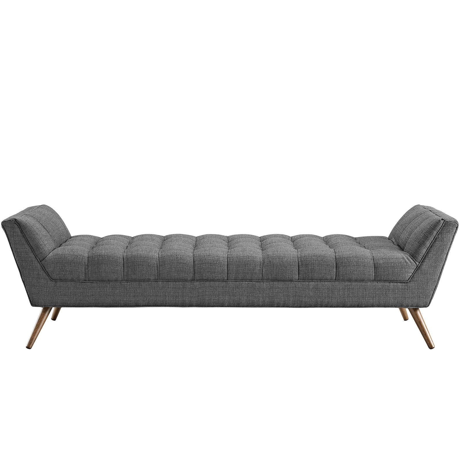 ottomans | Response Collection | Tufted Bench | Ultimate Comfort & Stylish Design | Gray Upholstered Fabric | Tapered Wood Legs | Non-Marking Foot Caps | Distinguished & Desirable | casafoyer.myshopify.com