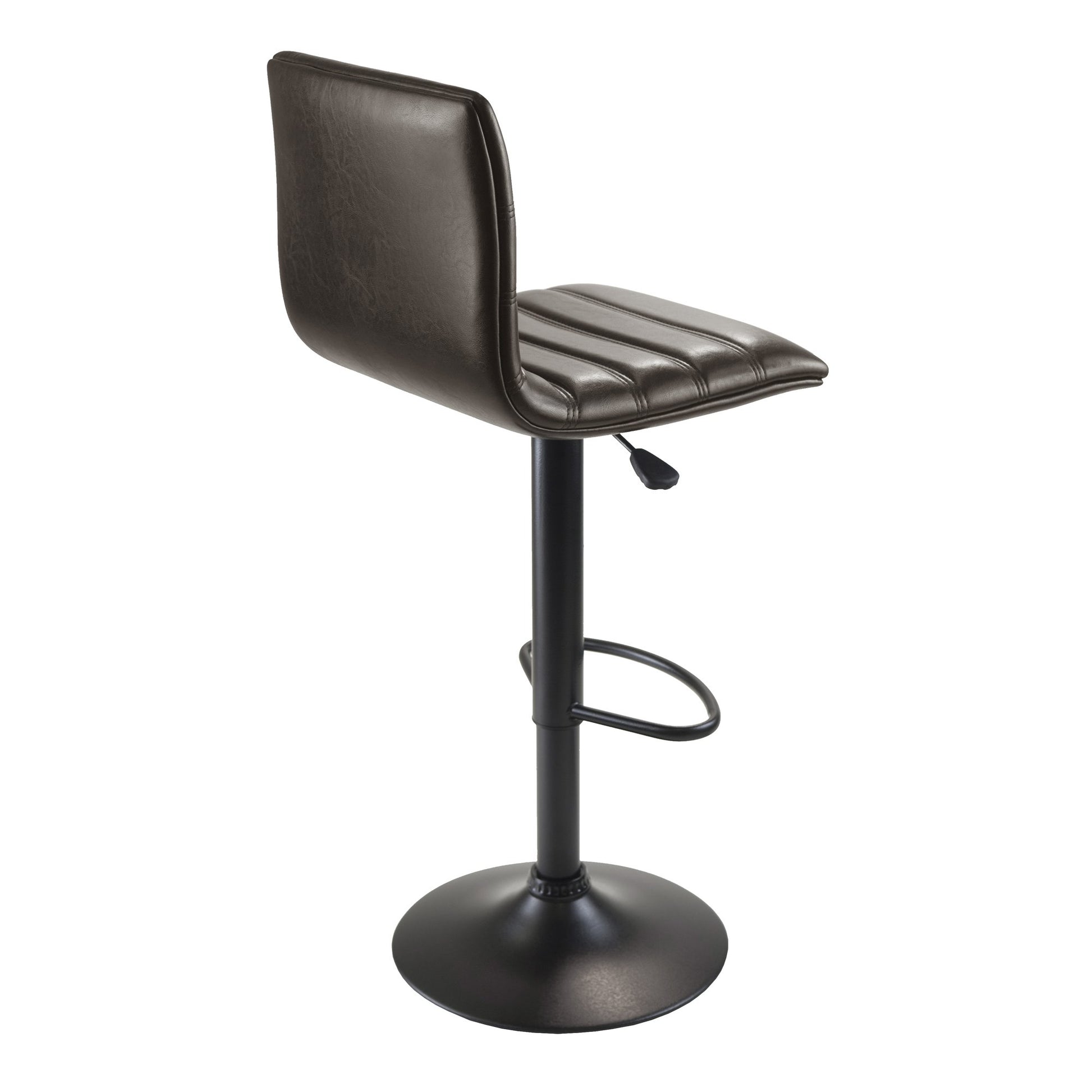 STOOL_SEATING | CasaFoyer  Wood Holly Adjustable Swivel Stool | Modern L-Shape Design | Height Adjustable | 360-Degree Swivel | Espresso Faux Leather Seat | Matte Black Base | Perfect for Kitchen or Basement Bar | casafoyer.myshopify.com