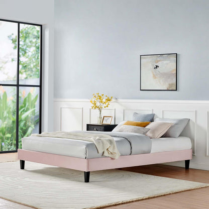 Bed | CasaFoyer Reign Performance Velvet Twin Platform Bed Frame | Stain-Resistant Upholstered | Wood Legs | No Box Spring Needed | 800 lb Weight Capacity | casafoyer.myshopify.com