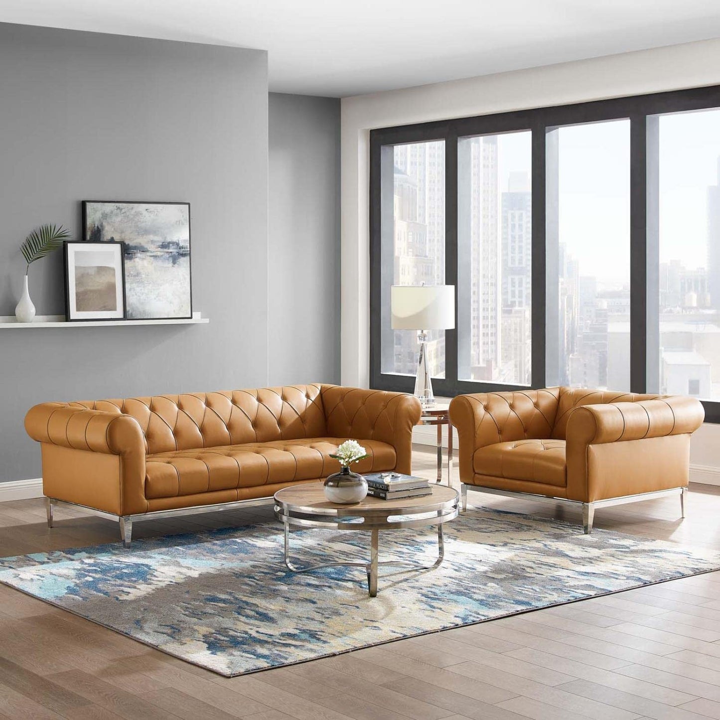 kitchen and dining room sets | CasaFoyer Idyll Leather Chesterfield Sofa | Armchair Set - Luxurious Vintage-Inspired Furniture | Leather Upholstery | Rolled Arms | Tufted Button Accents | Sturdy Frame | Cozy Support | casafoyer.myshopify.com