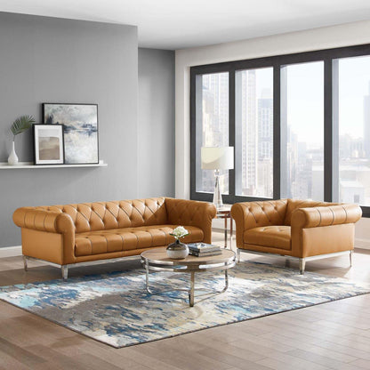 kitchen and dining room sets | CasaFoyer Idyll Leather Chesterfield Sofa | Armchair Set - Luxurious Vintage-Inspired Furniture | Leather Upholstery | Rolled Arms | Tufted Button Accents | Sturdy Frame | Cozy Support | casafoyer.myshopify.com