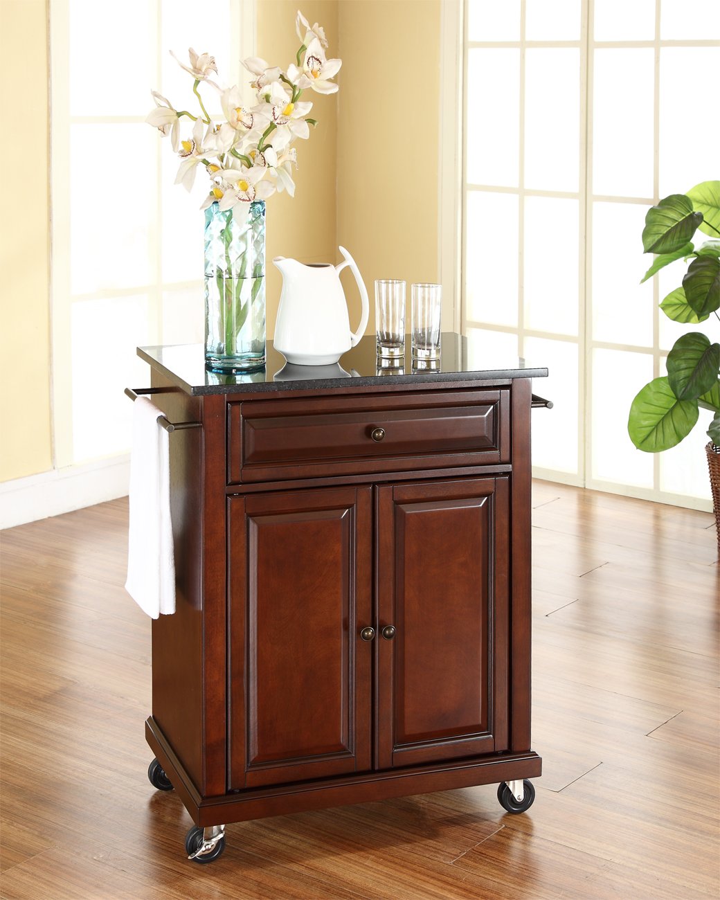 Kitchen Storage | Solid Hardwood Kitchen Island | Raised Panel Doors | Ample Storage Space | Vintage Mahogany Finish | casafoyer.myshopify.com