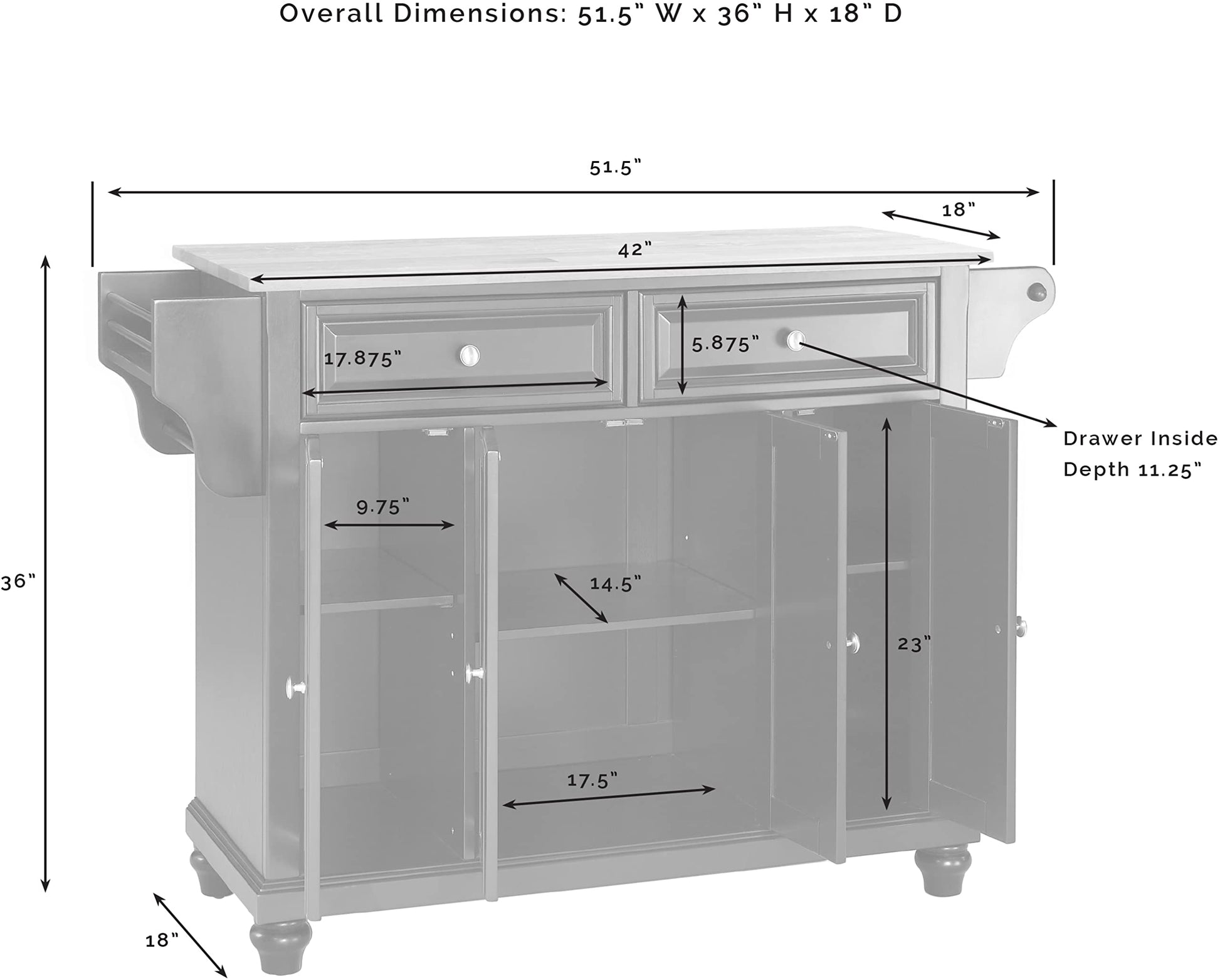 Kitchen Storage | Solid Hardwood Kitchen Island | Raised Panel Doors | Ample Storage Space | Vintage Mahogany Finish | casafoyer.myshopify.com