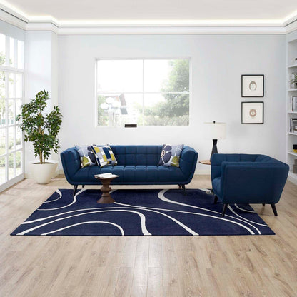 area rugs | CasaFoyer Therese Abstract Swirl Area Rug | Elegant Modern Design | Soft Polyester Microfiber | Durable Jute Bottom | Minimal Shedding | Stain-Resistant | 8x10 Navy/Ivory | casafoyer.myshopify.com