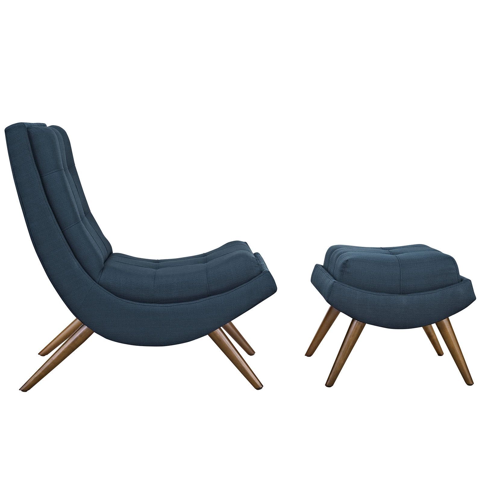 Chair | Ramp Lounge Chair & Ottoman Set | Effortless Relaxation | Comfortable Gliding | Stylish Design | Cherry Stained Wood Legs | Perfect for Modern Living Rooms | Includes 1 Lounge Chair | casafoyer.myshopify.com