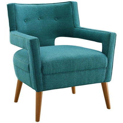 home office desk chairs | CasaFoyer Sheer Mid-Century Modern Armchair | Elegant Polyester Upholstery | Button Tufting | Cherry-Stained Wood Legs | Ideal for Living Room, Home Office, Entryway | 440 lbs Weight Capacity | casafoyer.myshopify.com