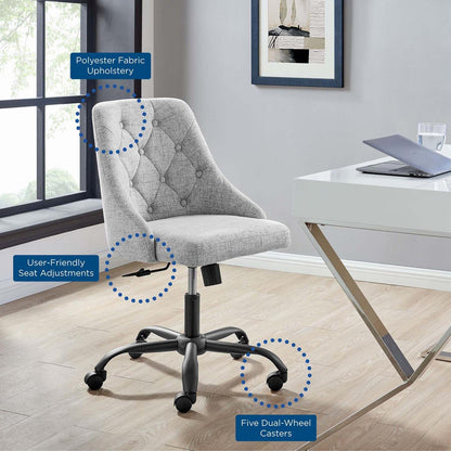 home office desk chairs | CasaFoyer Distinct Tufted Upholstered Office Chair | Modern Style | Vintage Elegance | Comfortable Seating | Black Light Gray | 360-degree Swivel | Tilt Control | Height Adjustment | casafoyer.myshopify.com