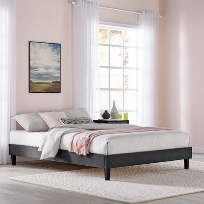 adjustable bed bases | CasaFoyer Reign King Performance Velvet Platform Bed Frame | Elegant Stain-Resistant Velvet | Sturdy Design | No Box Spring Needed | Supports Memory Foam, Latex, Innerspring, Hybrid Mattresses | Easy Assembly | 800 lb Weight Capacity | Charcoal | casafoyer.myshopify.com