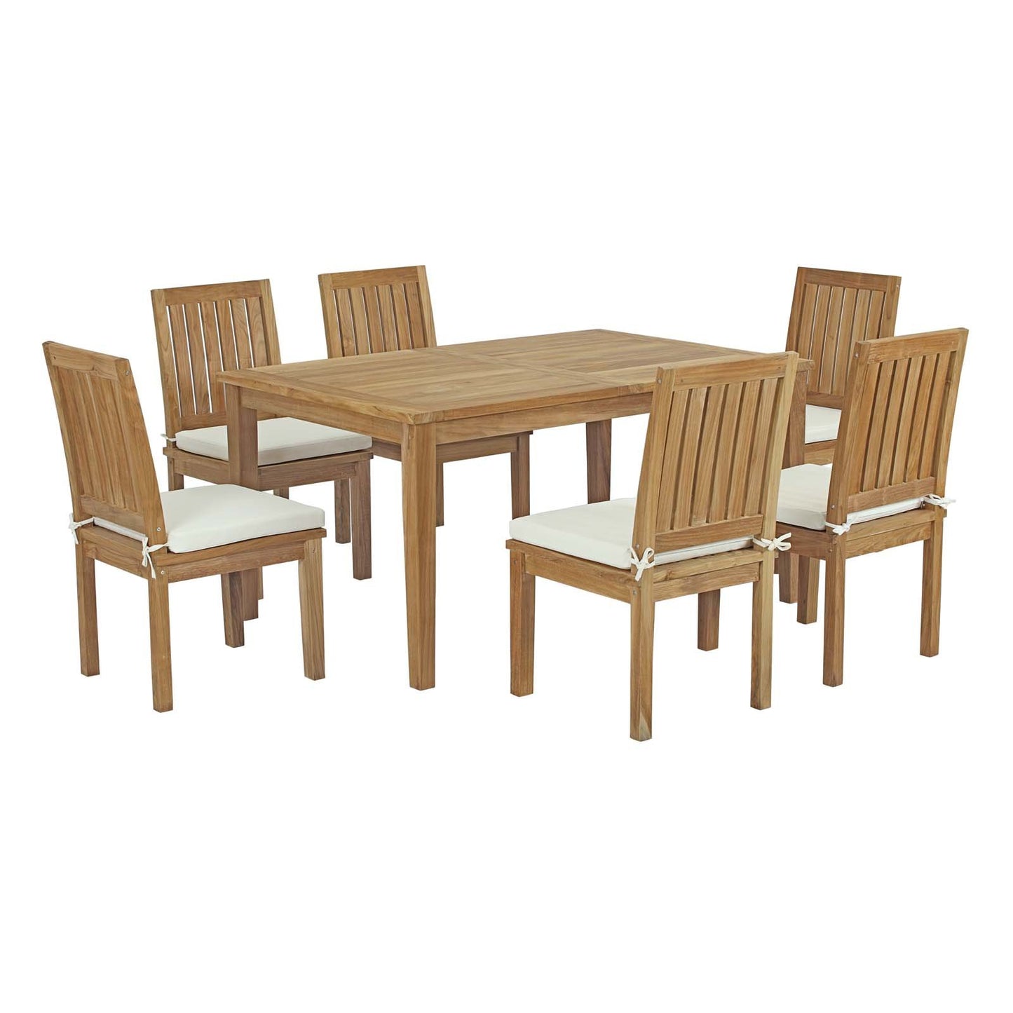 kitchen and dining room sets | CasaFoyer Stunning Teak Wood Outdoor Set | Marina Collection | Sturdy Construction | All-Weather Cushions | Table & 6 Side Chairs | casafoyer.myshopify.com