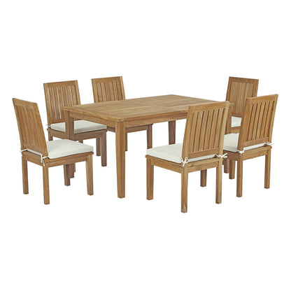 kitchen and dining room sets | CasaFoyer Stunning Teak Wood Outdoor Set | Marina Collection | Sturdy Construction | All-Weather Cushions | Table & 6 Side Chairs | casafoyer.myshopify.com
