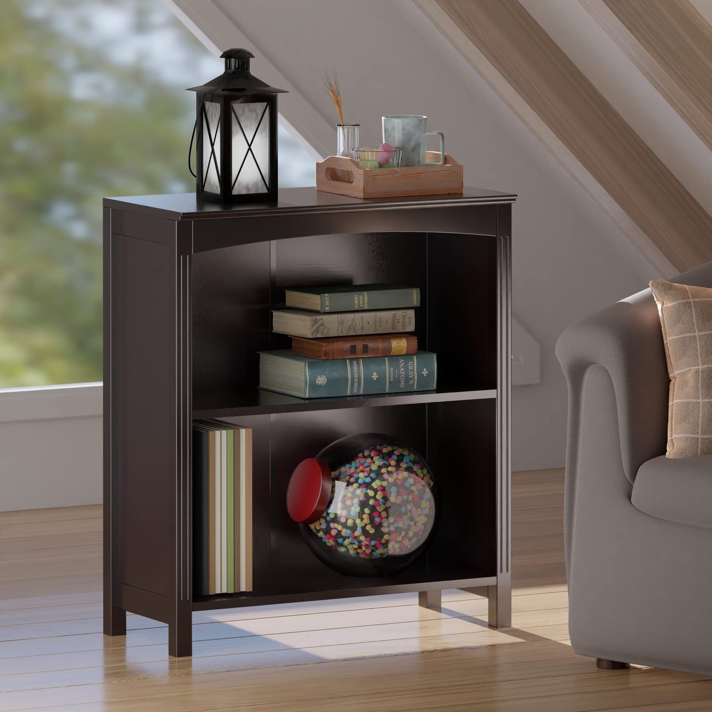 bookcases | Ergode  Wood Terrace 3-Piece Storage Shelf Set | Espresso Finish | Foldable Baskets | 25.98 W x 11.81 D x 30 H | 21.7lbs | casafoyer.myshopify.com