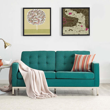 sofas | Mid-Century Modern Loft Loveseat | Stainless Steel Frame | Tufted Back & Seat | Ideal for Reception, Living Rooms, Hotels & Restaurants | casafoyer.myshopify.com