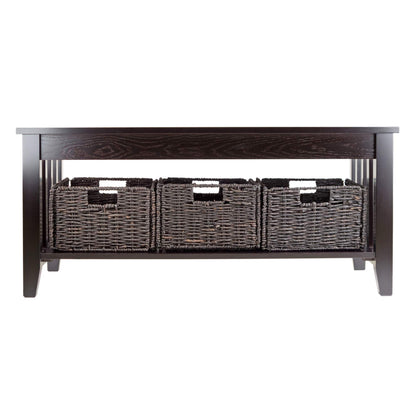 TABLE | Ergode Morris Collection Coffee Table | Ample Storage Space | 3 Foldable Baskets | 40W x 22.05D x 18.11H | Solid & Composite Wood | 49.6 lbs | casafoyer.myshopify.com
