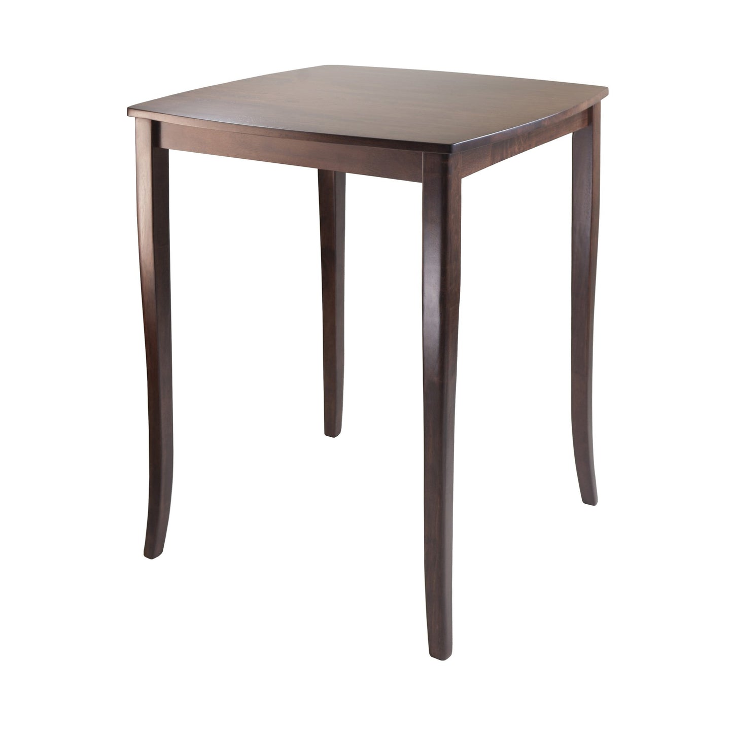 TABLE | CasaFoyer  Wood Inglewood High Table | Elegant & Versatile | Tapered Legs & Curved Profile | Walnut Finish | Fits Small Spaces | Accommodates 4 Guests | Easy Assembly | 33.86 W x 33.86 D x 38.9 H | casafoyer.myshopify.com