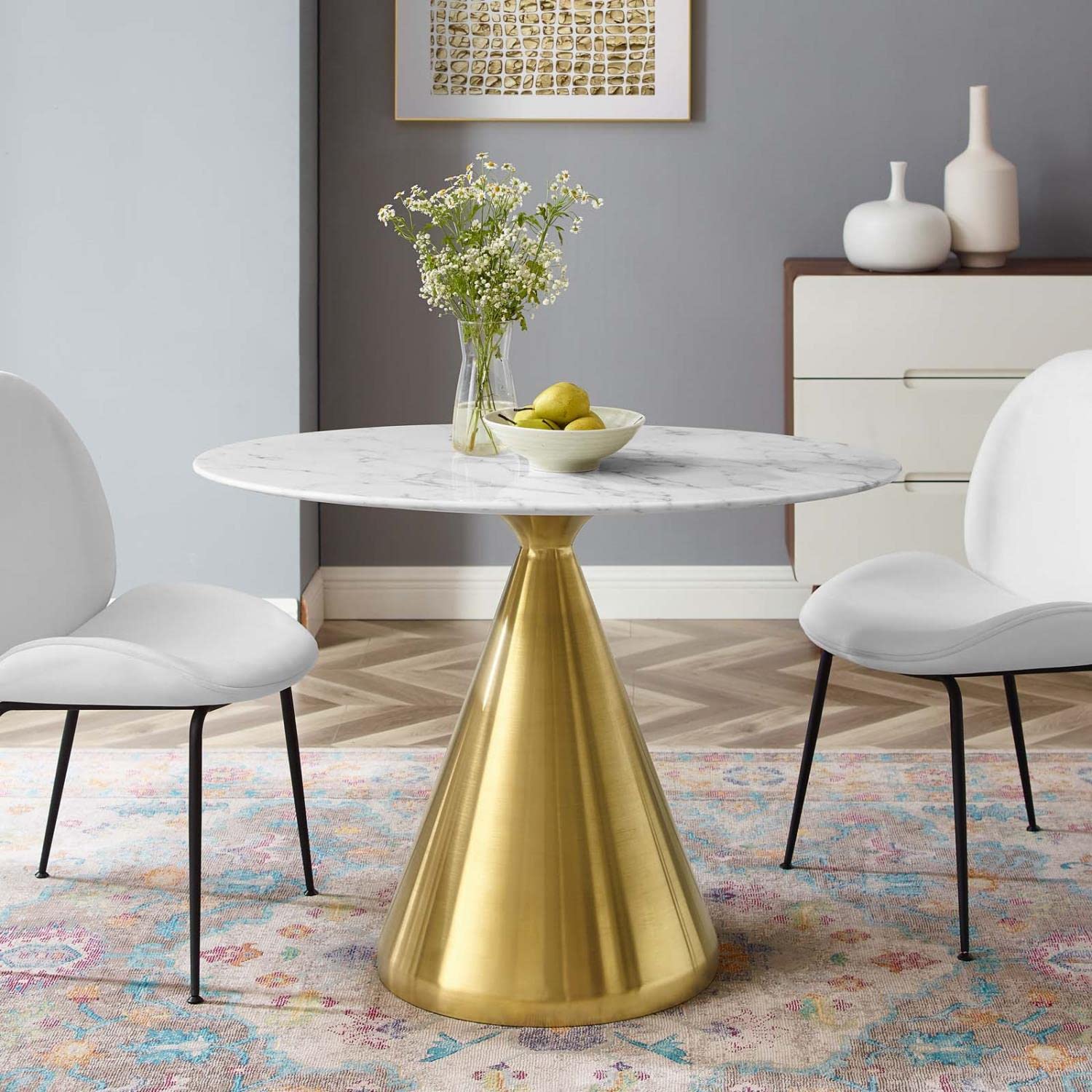 patio dining tables | CasaFoyer Tupelo 42 Oval Artificial Marble Dining Table | Elegant Design | Gold Metal Base | Easy to Clean | Non-Marking Ring | Assembly Required | casafoyer.myshopify.com