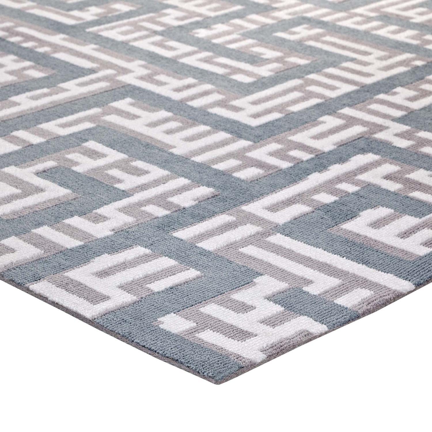 Carpet & Rugs | CasaFoyer Nahia Geometric Maze Area Rug | Modern Design | Soft Polyester Microfiber | Durable Jute Bottom | Stain-Resistant | Non-Shedding | Ideal for Living Room, Bedroom, Entryway | Easy to Maintain | 8x10 Size | Ivory, Light Gray, Sky Blue | casafoyer.myshopify.com