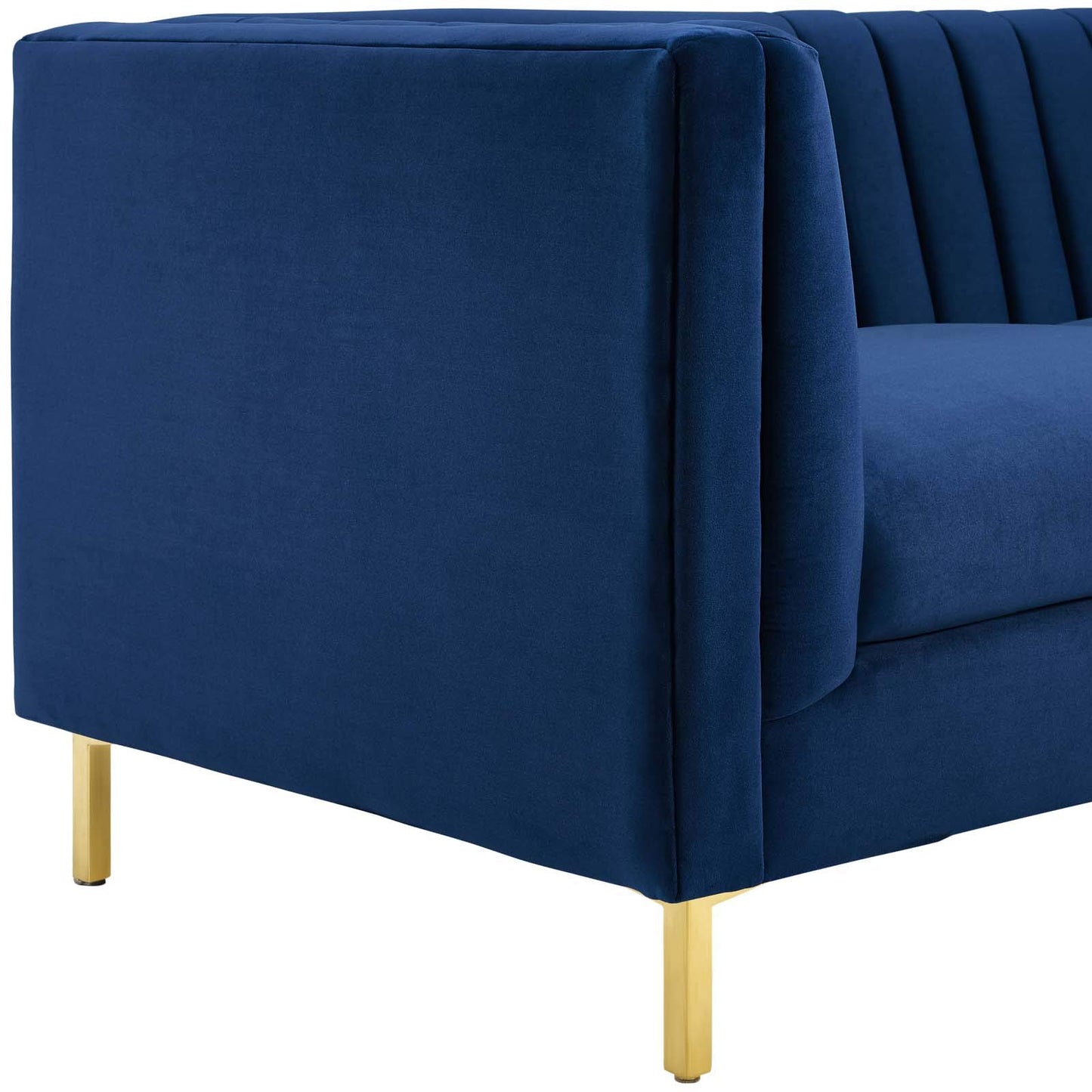 sofas | CasaFoyer Ingenuity Channel Tufted Performance Velvet Sofa | Retro-Modern Design | Stain-Resistant Upholstery | Dense Foam Cushions | Gold Legs | casafoyer.myshopify.com