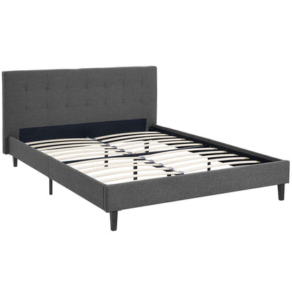 bed frames | CasaFoyer Linnea Platform Bed | Elegant Upholstered Full Bed Frame | Tufted Headboard | Solid Wood Legs | Slatted Support System | Gray | casafoyer.myshopify.com