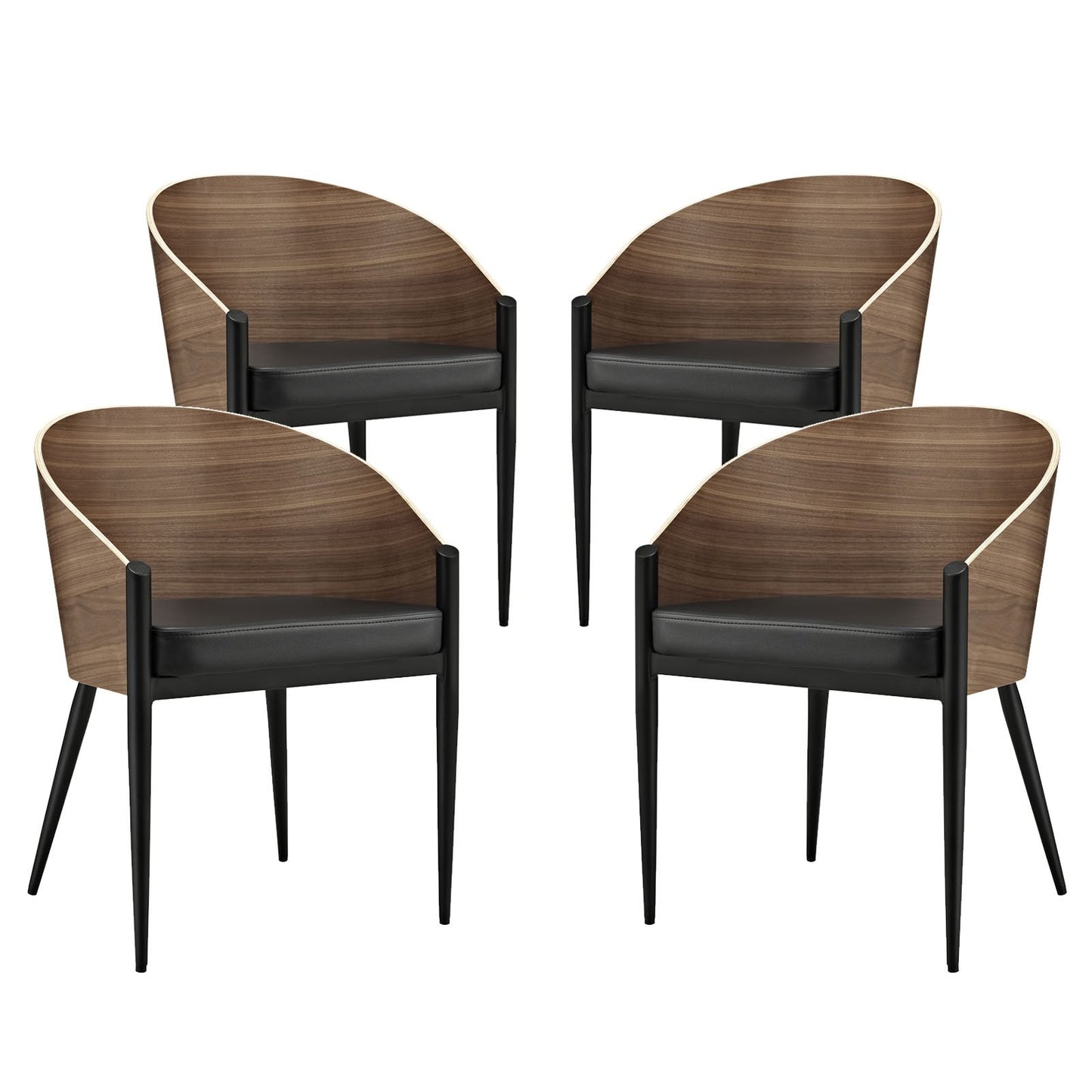 home office desk chairs | CasaFoyer Cooper Dining Chair Set of 4 | Chrome Legs | Curved Wooden Back | Modern Design | Enhance Your Dining Experience | casafoyer.myshopify.com